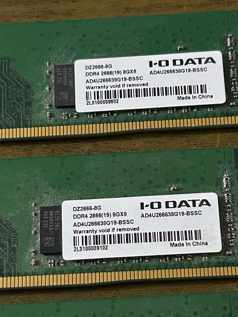【動作品取出】DDR4 2666 8GB 4枚　中古　I−O・データ機器