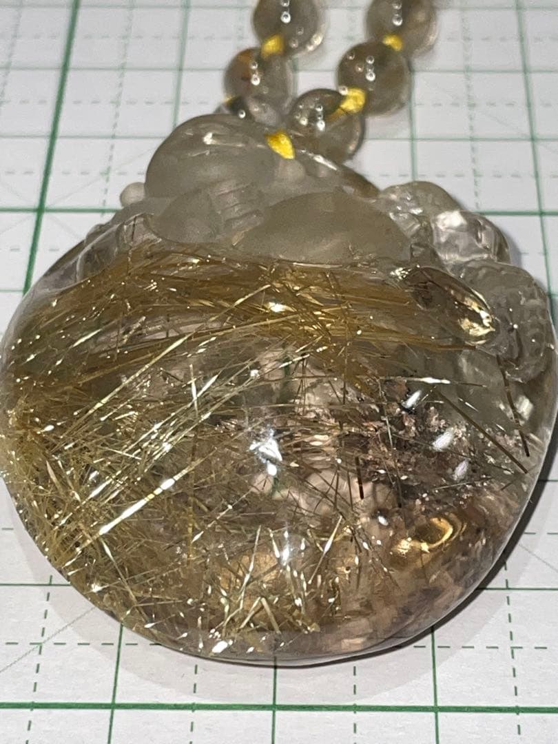 天然石ルチルクォーツネックレス(布袋尊)