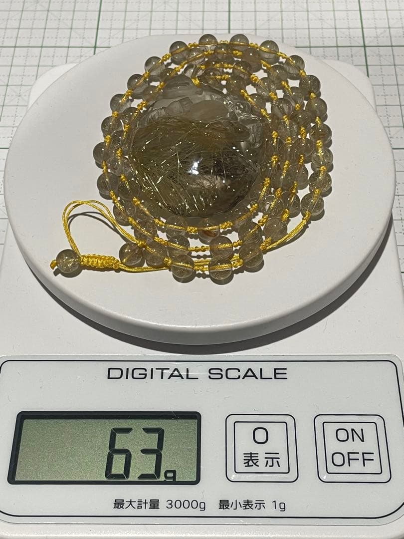 天然石ルチルクォーツネックレス(布袋尊)