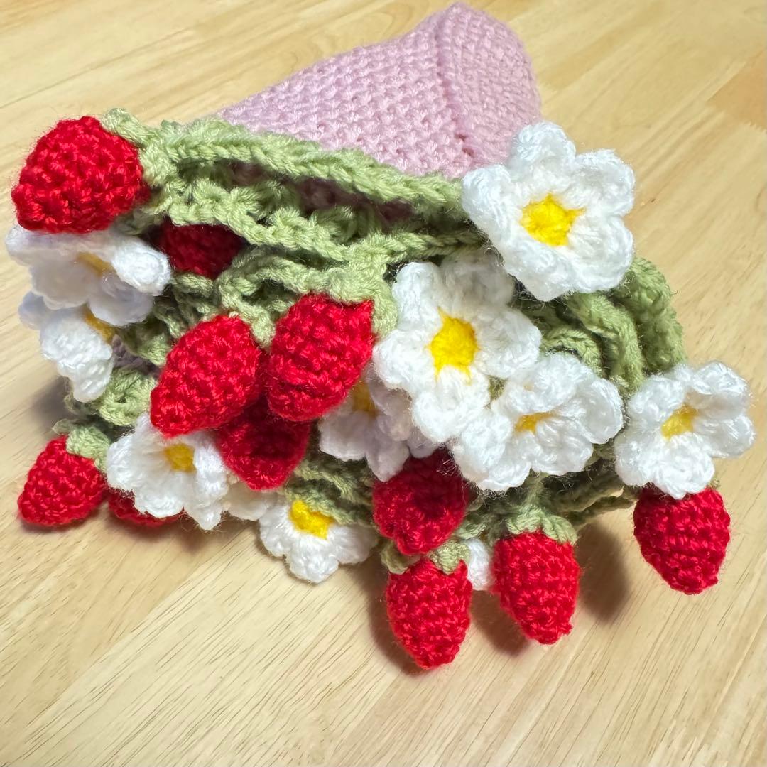 【たい】ブーケブランケット　いちご　フラワーブランケット　インテリア