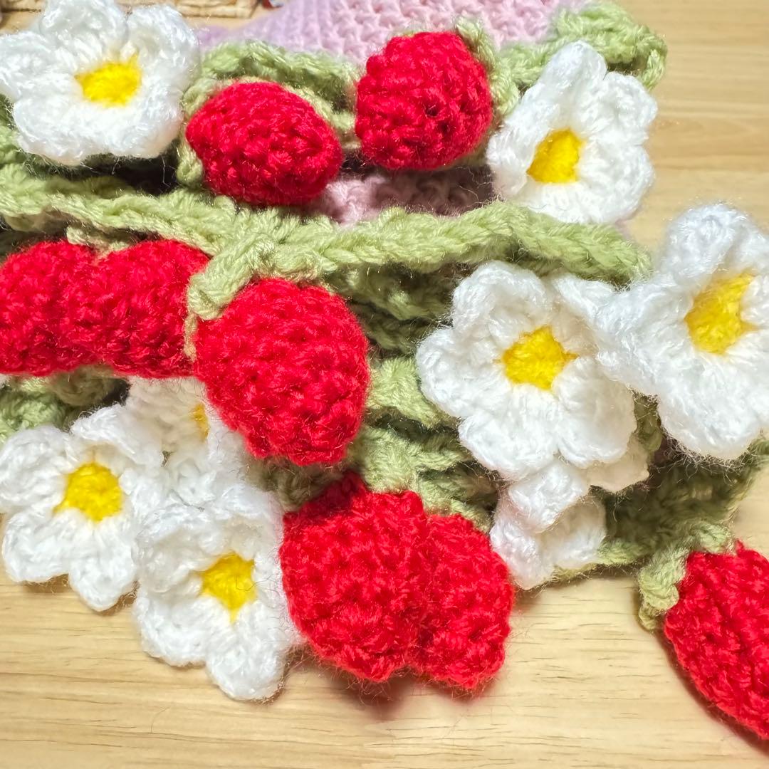 【たい】ブーケブランケット　いちご　フラワーブランケット　インテリア