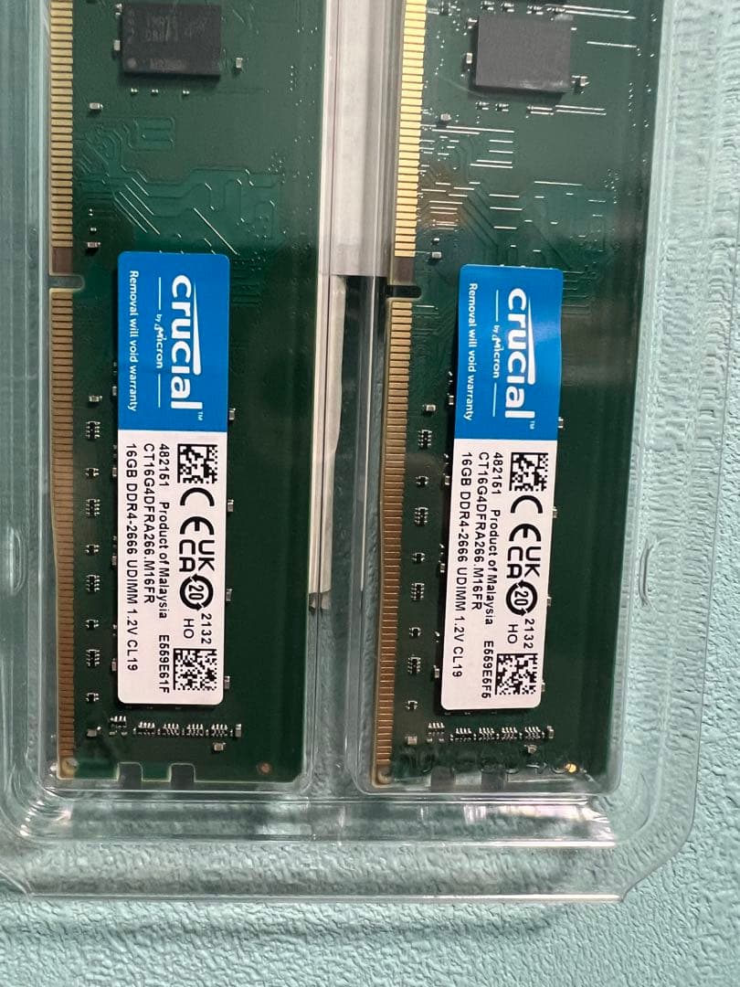 メモリー Crucial DDR4 32GB (16GB x 2) 2666MHz