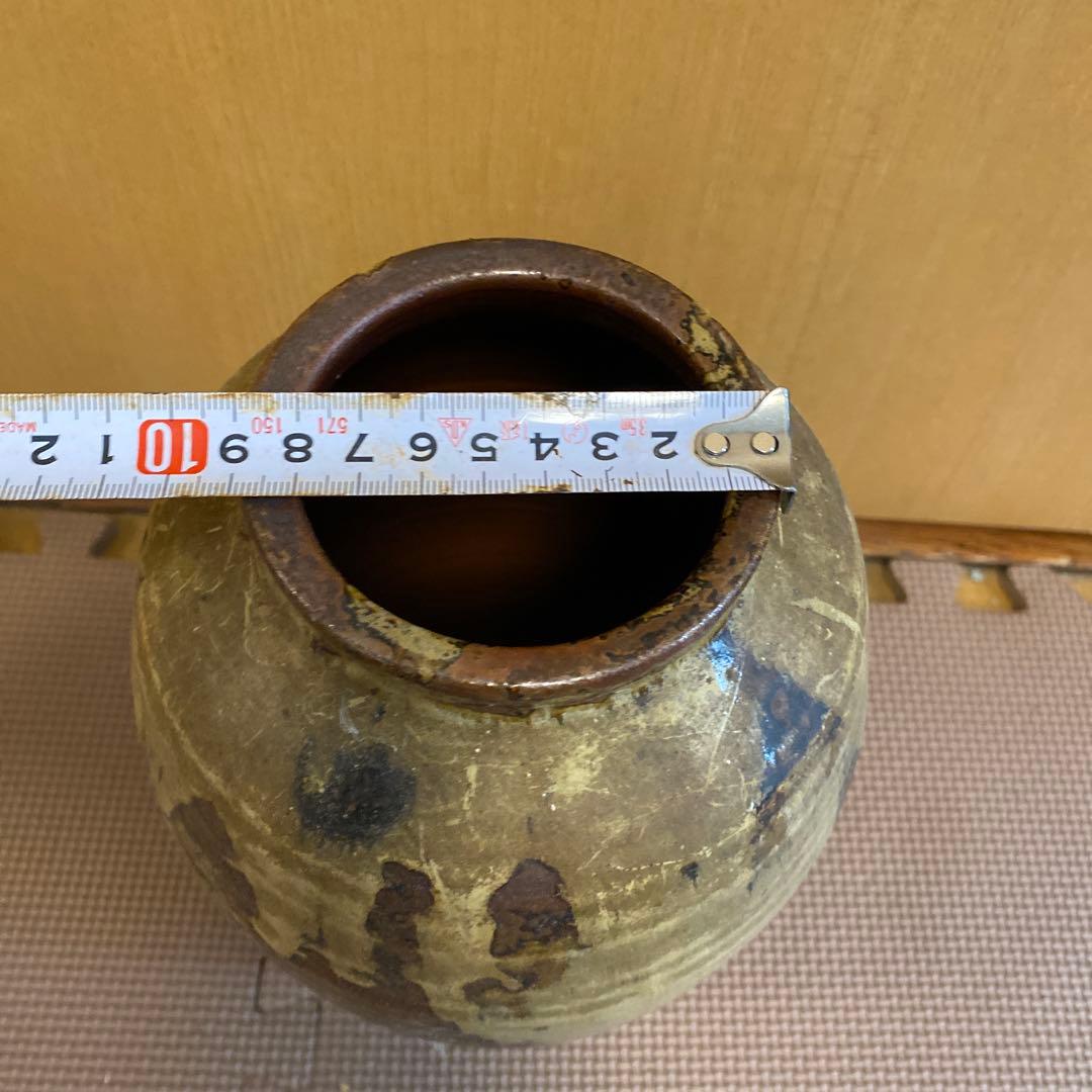 中古〈壺・花瓶・花器・置物〉 大型　焼物　茶　白