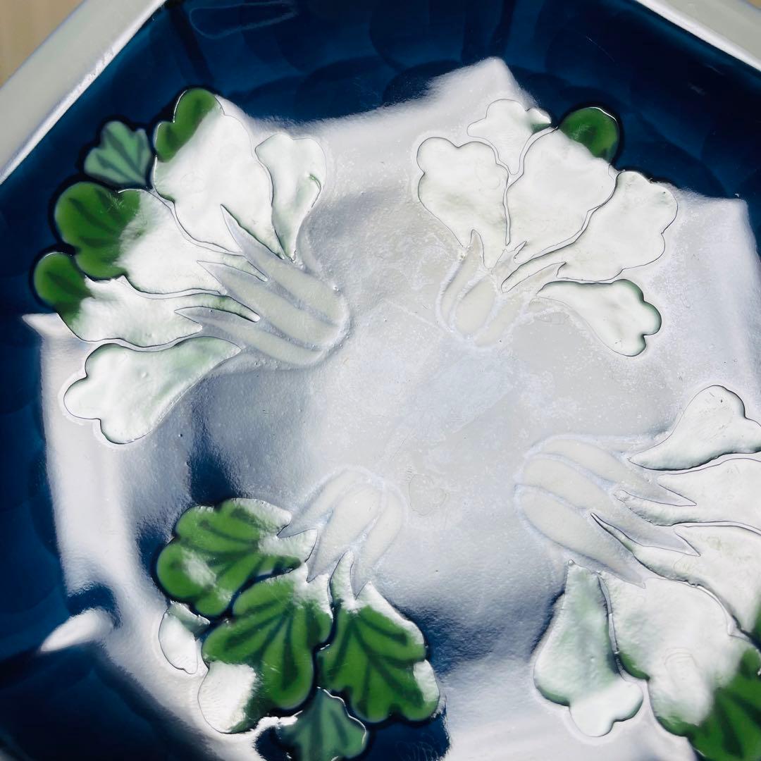 有田焼 源右衛門 染錦 菜っ葉紋 八角 皿 プレート 5枚セット 約15cm