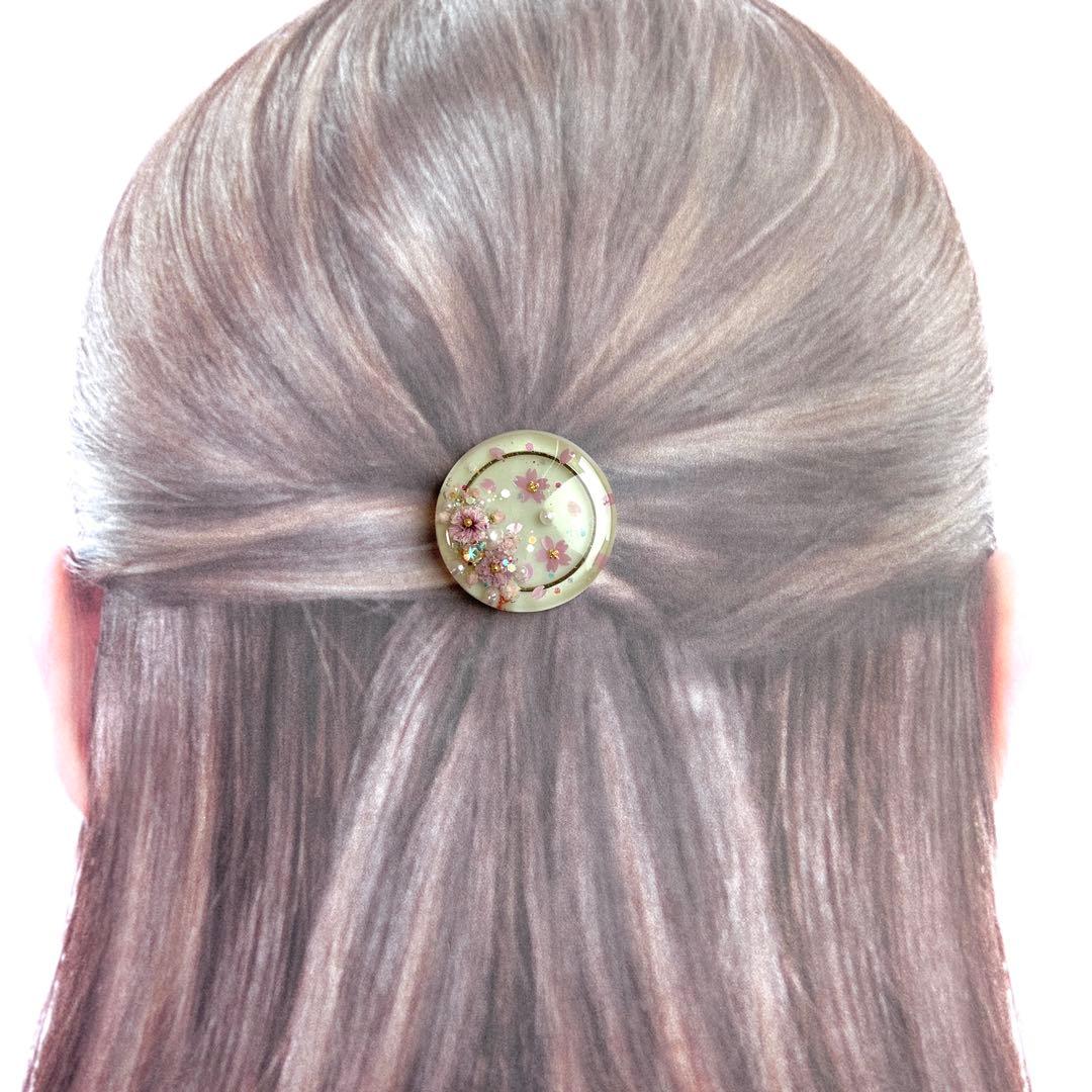 No.526 ドライフラワー　春　桜　レジンヘアゴム