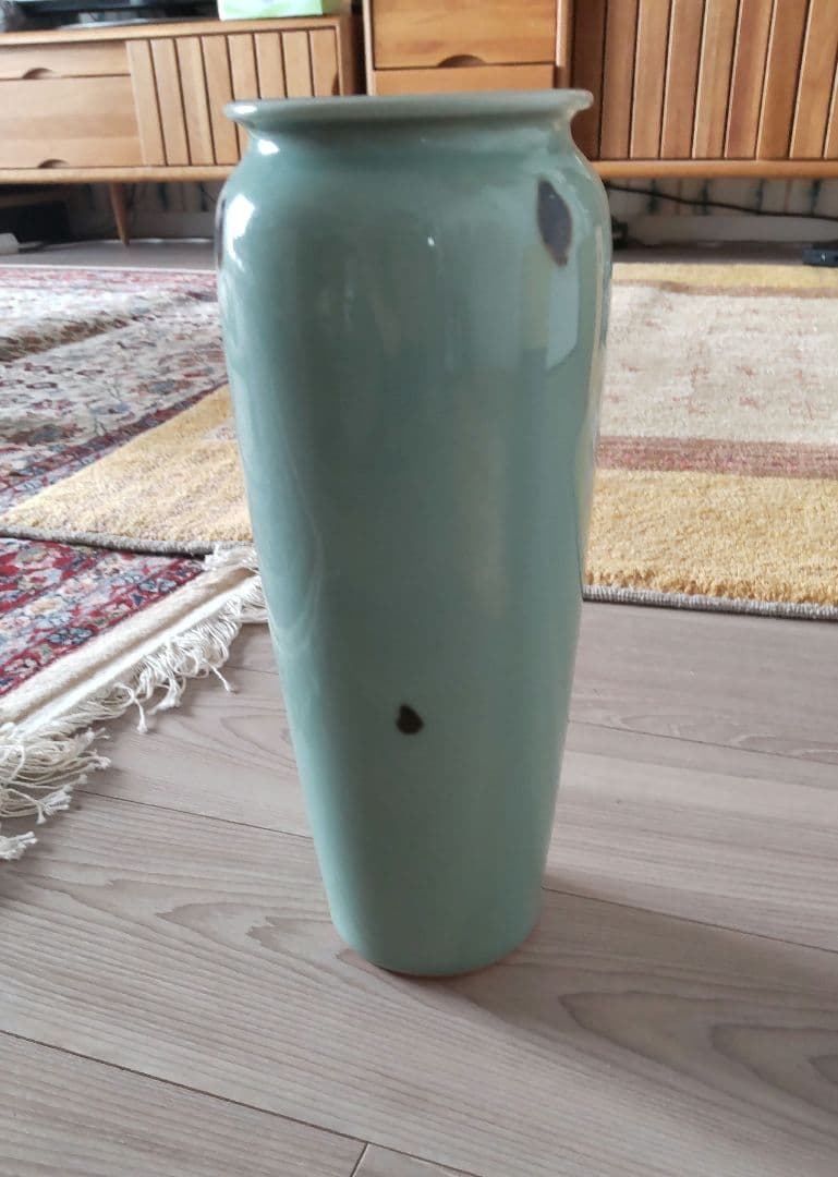 青緑色 陶器 花瓶 木箱付き 玉堂造