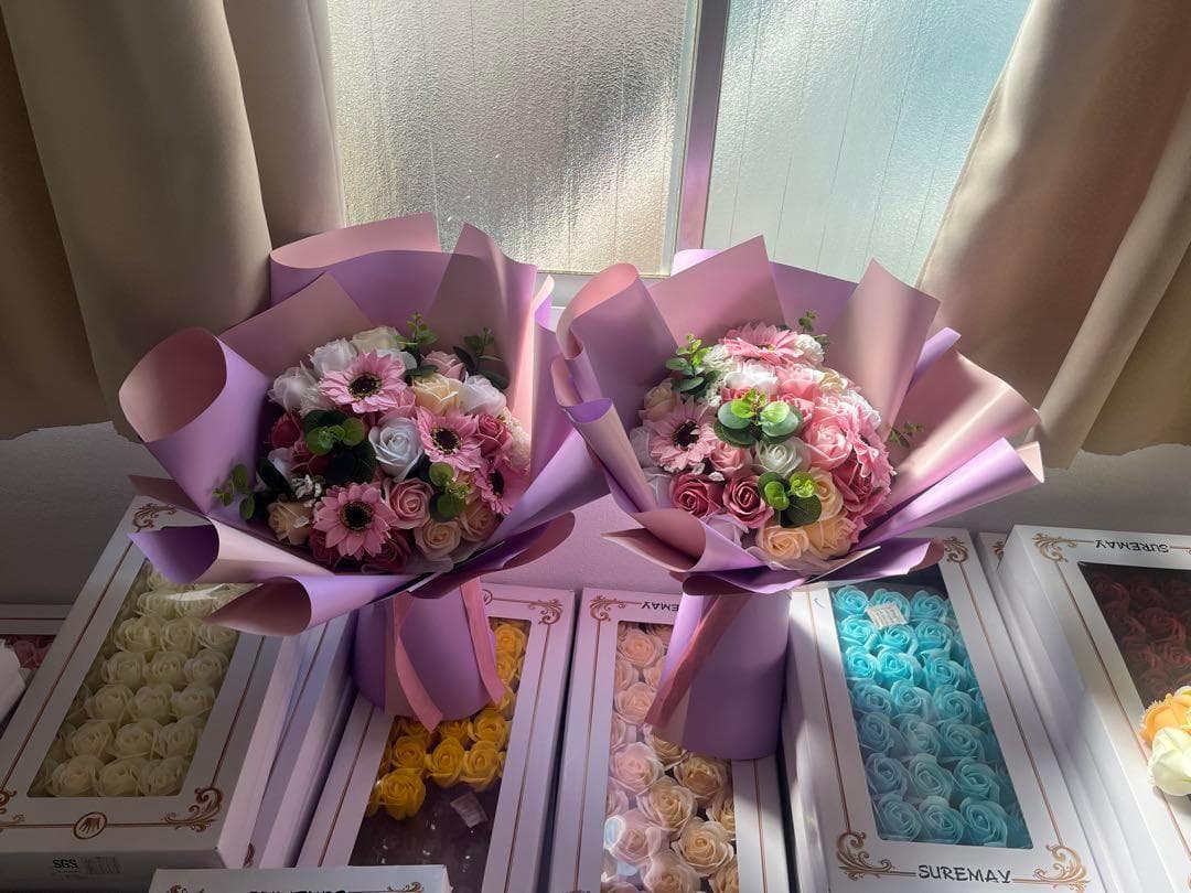 2個人気商品豪華枯れない花束ソープフラワー卒業式玄関インテリア造花誕生日結婚式