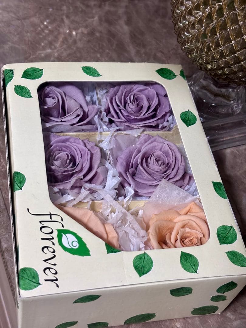 フレッシュルックプレミアムローズ　ラベンダー4輪&シャーベットオレンジ2輪