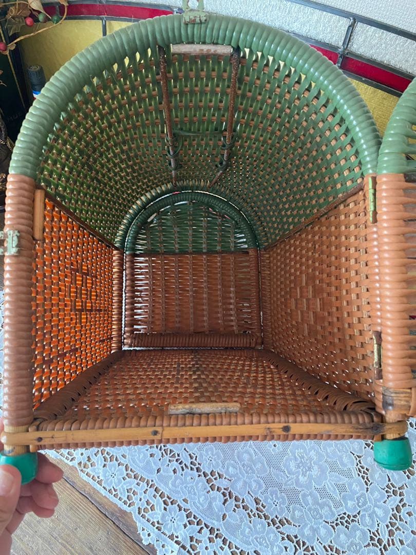 かご ペット用 キャリーケース 猫 犬 インテリア 昭和レトロ アンティーク