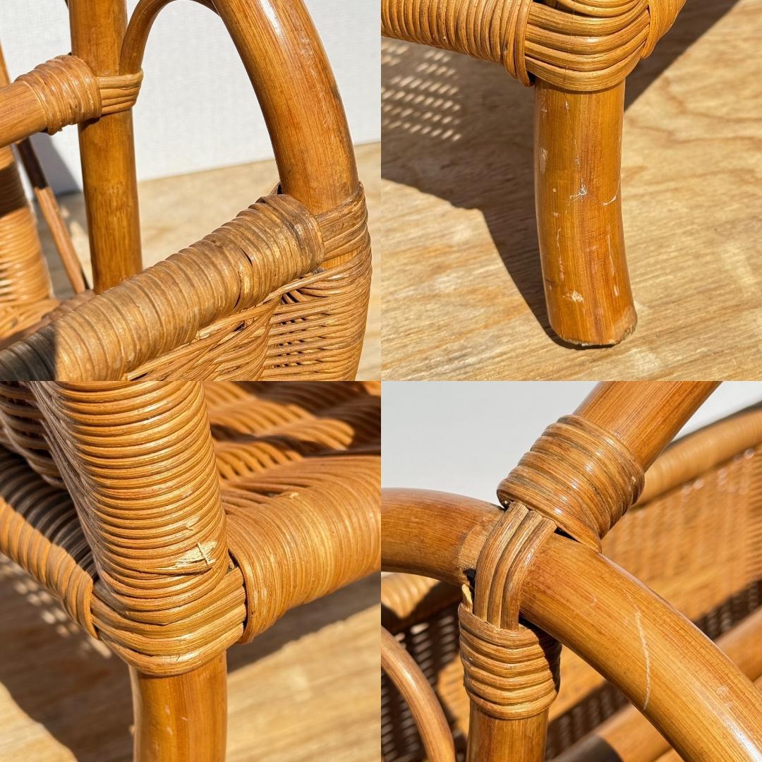 オールドラタン　マガジンラック　ハートデザイン　幅45㎝ 高さ49㎝