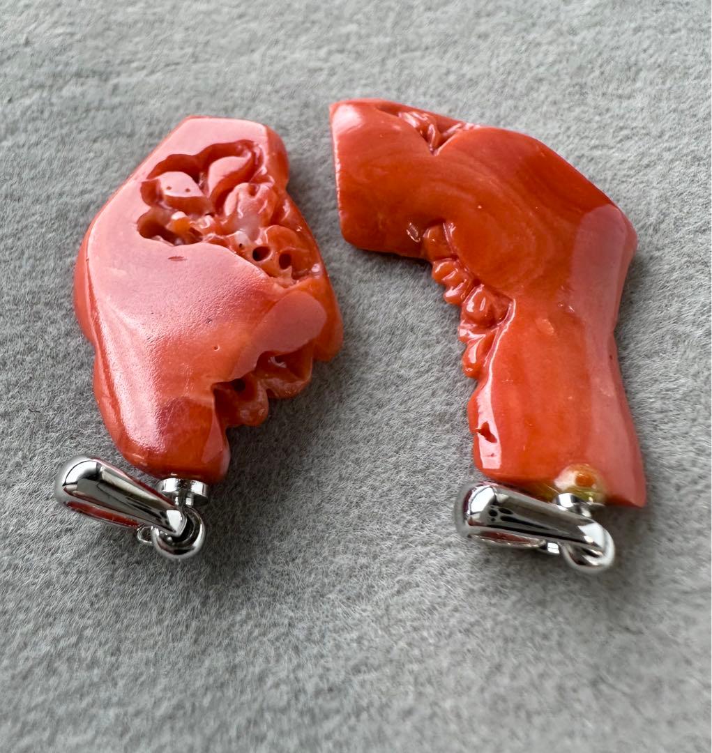 珊瑚　サンゴ　ペンダントトップ　天然ルース　アクセサリー　2点まとめ
