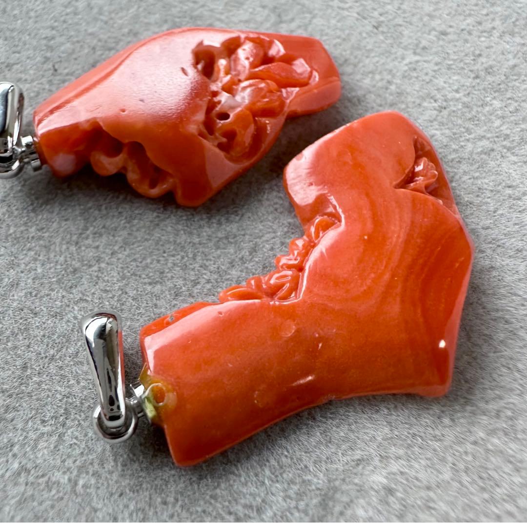 珊瑚　サンゴ　ペンダントトップ　天然ルース　アクセサリー　2点まとめ