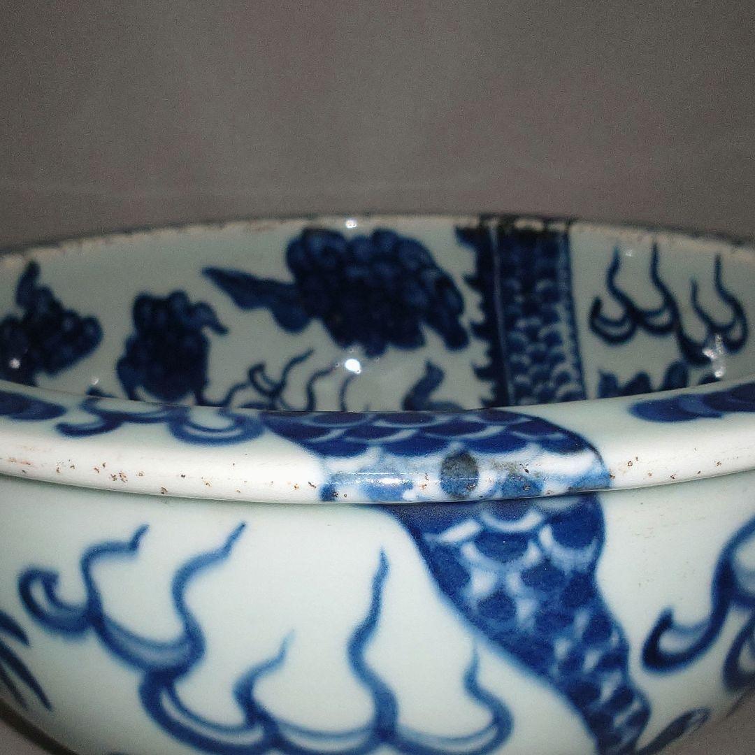 大明嘉靖年製款『青花雲龍紋碗』 五爪龍　仿古　古陶磁　中国古玩　景徳鎮風　古美術