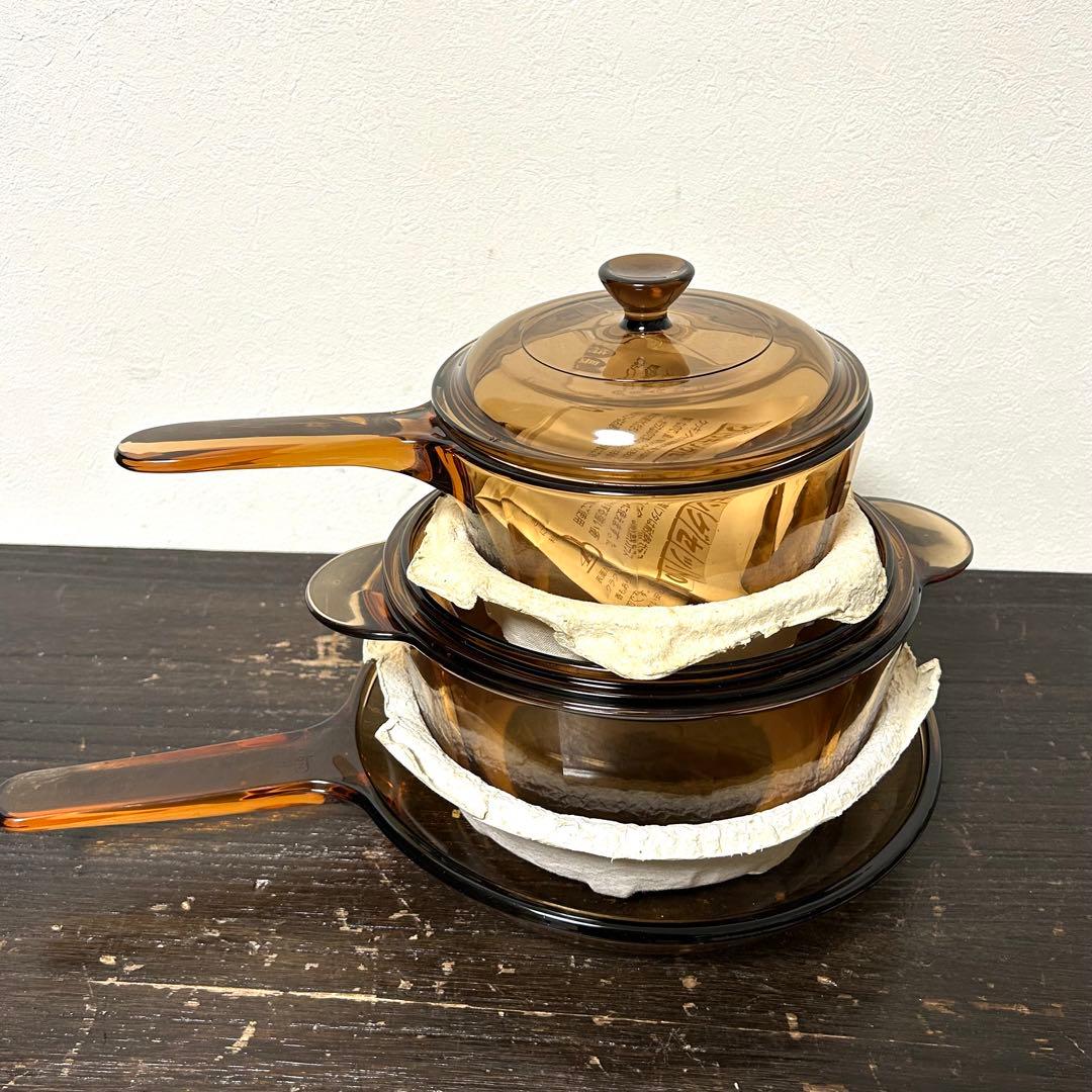 【未使用品】VISION CORNING ビジョン 耐熱ガラス 鍋 フライパン