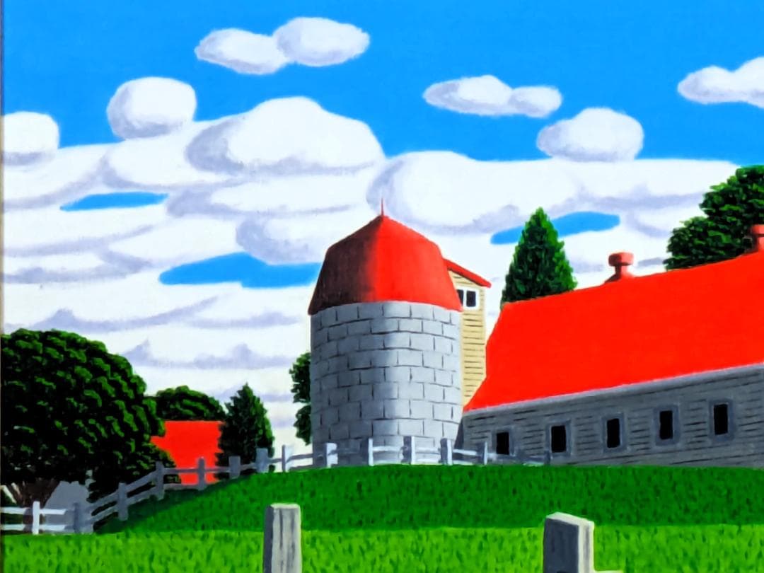 ★サイロのある牧場Ⅱ・肉筆油彩画・F6キャンバス