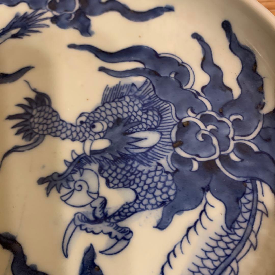 染付　竜紋 アンティーク　皿　5客
