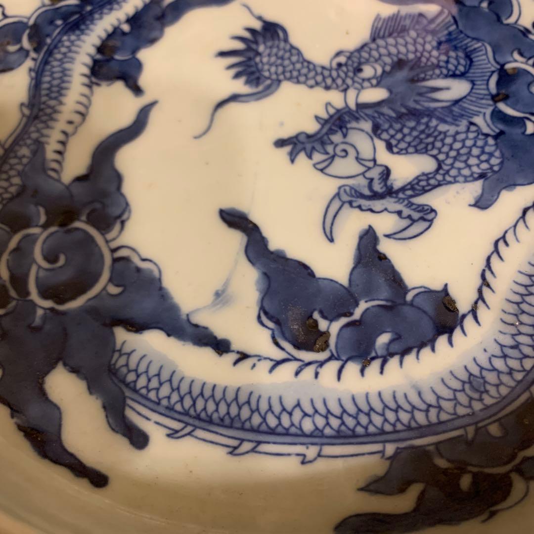 染付　竜紋 アンティーク　皿　5客