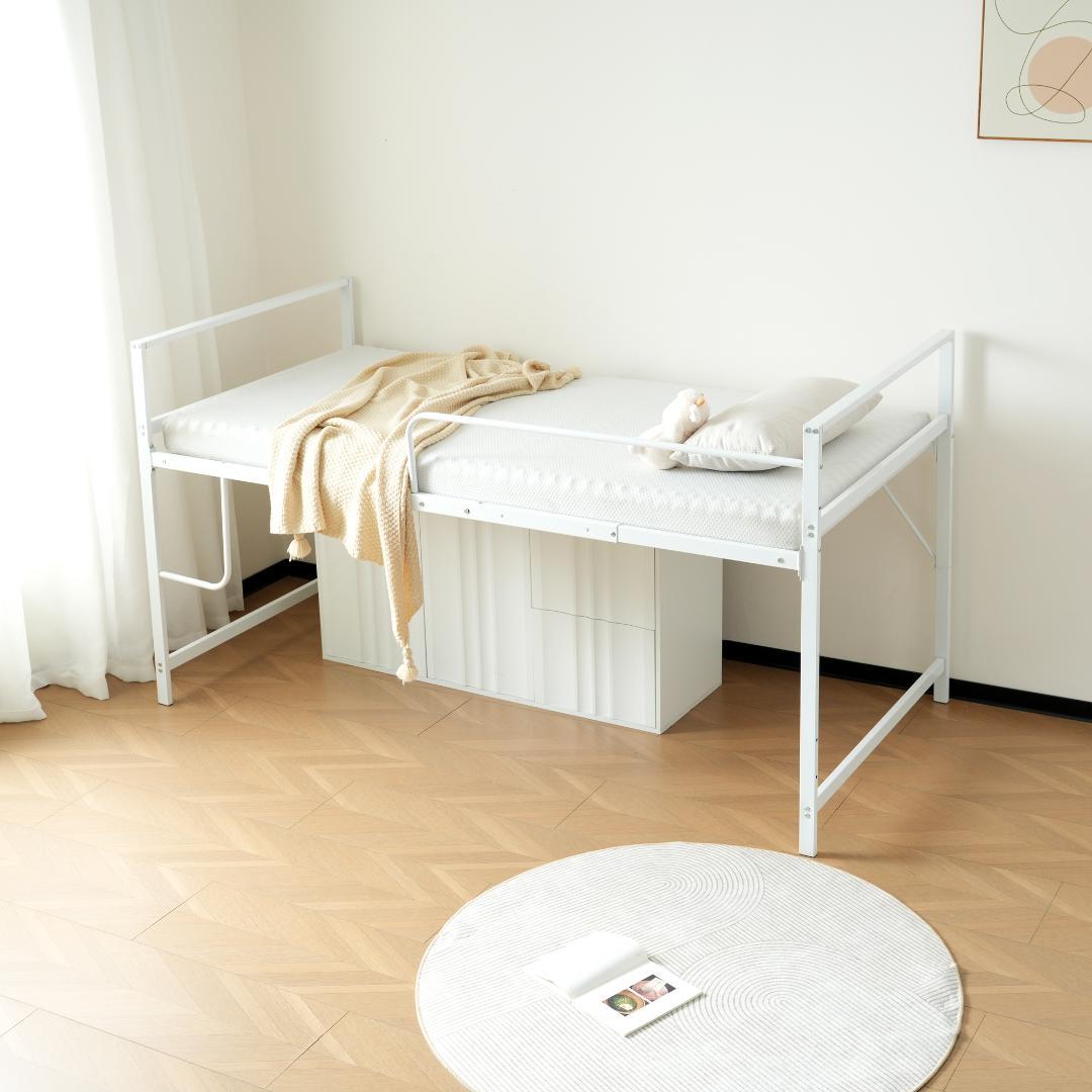 ロフトベッド パイプベッド シングル システムベッド ロータイプWhite