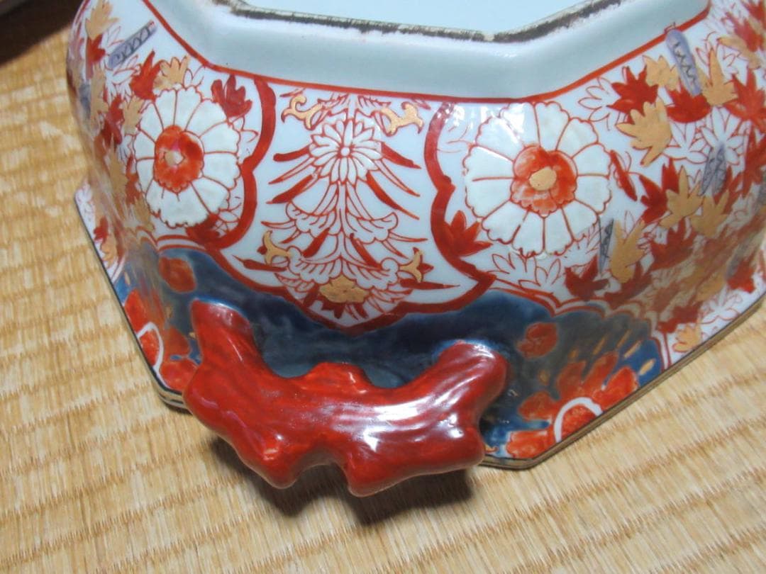 ◆極希少 江戸幕末！古伊万里 染錦(紅葉/桃/菊) 手持ち造形桃蓋付 チュリーン