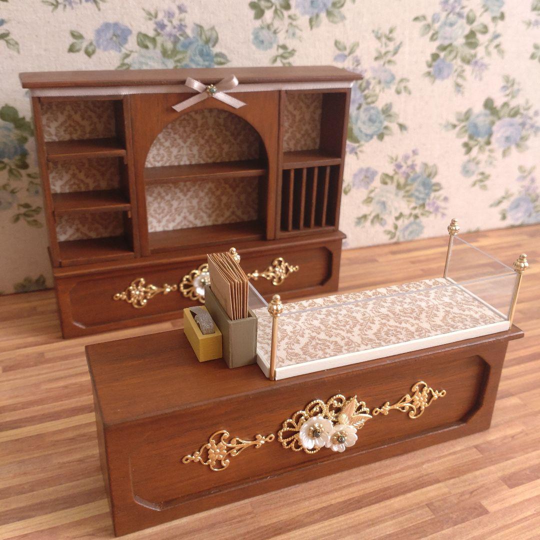 ミニチュア家具　ショコラティエA・Bセット《濃いめメープル》