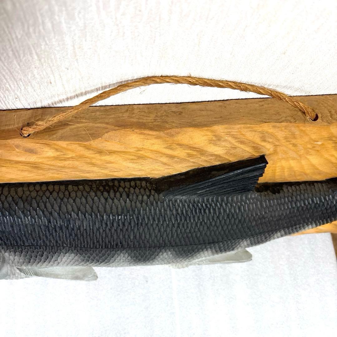 【送料無料】木製 魚・鮭の彫刻 約100cm