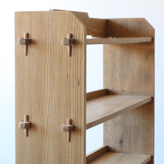 アンティーク 楔本棚 書棚 ナラ 無垢材 オープン棚 古家具 無塗装