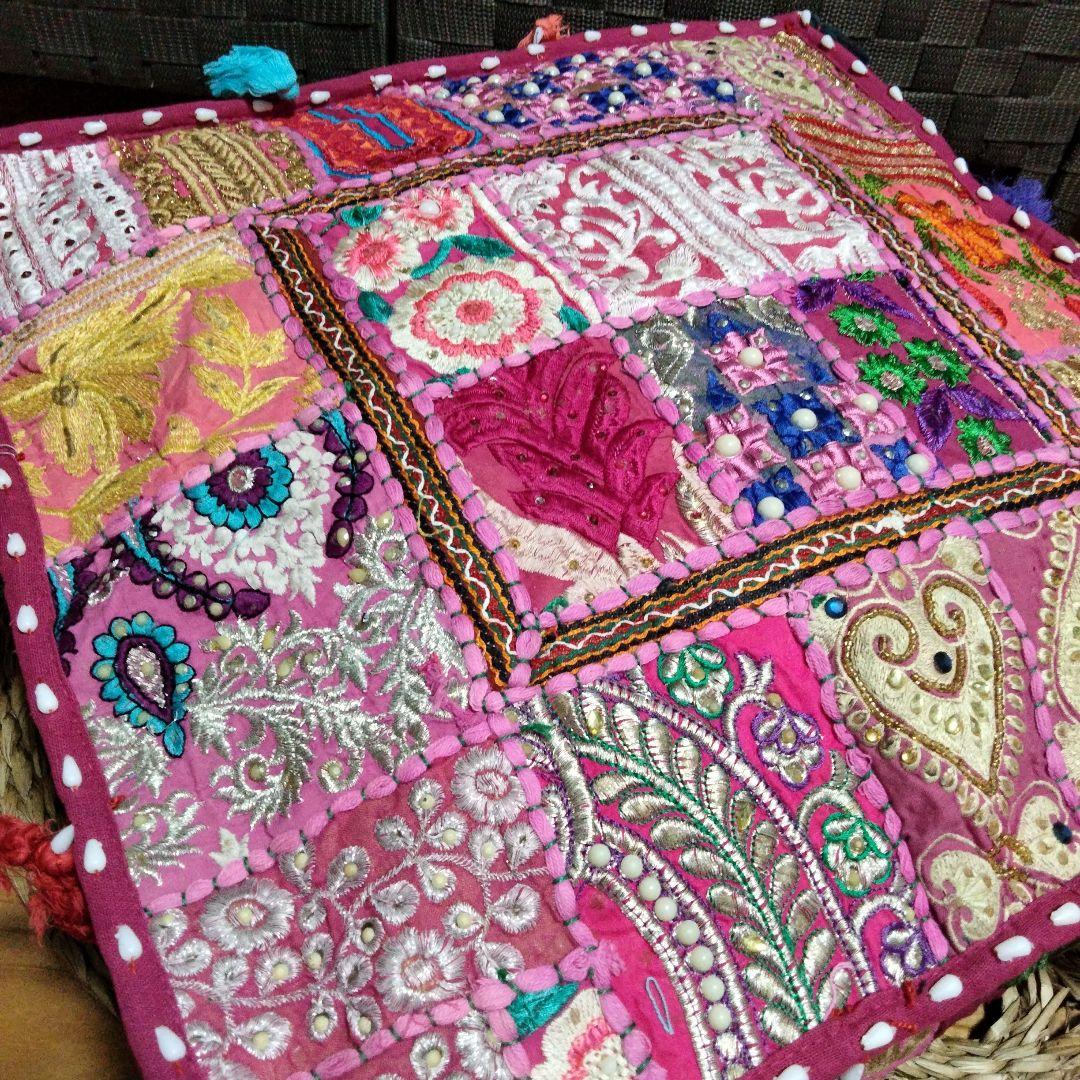 インド カンバディア クッションカバー ピンク【6-9】