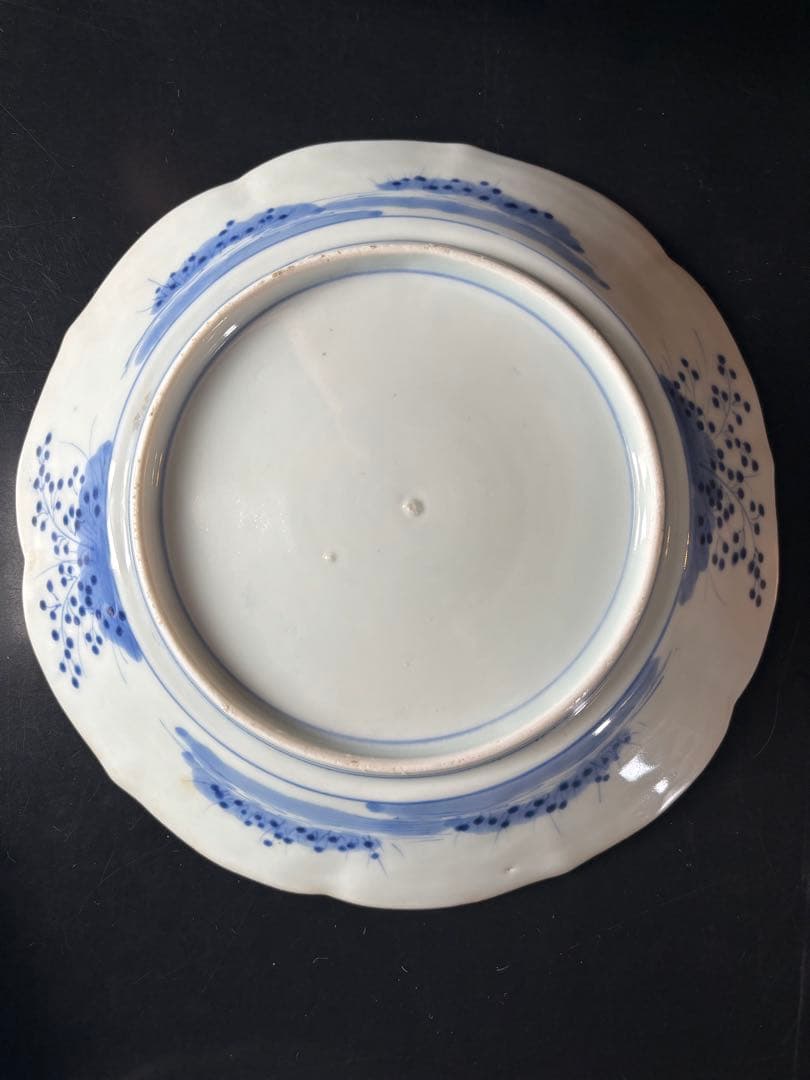 アンティークプレート　古伊万里　色絵付け　時代物 青と白の花柄皿5枚セット