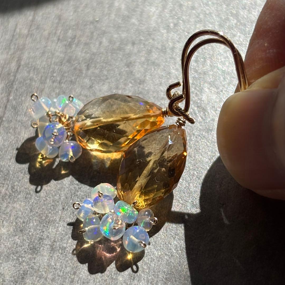 ♦︎高品質♦︎シトリン•バイカラー＆オパール＊14kgfピアスP283