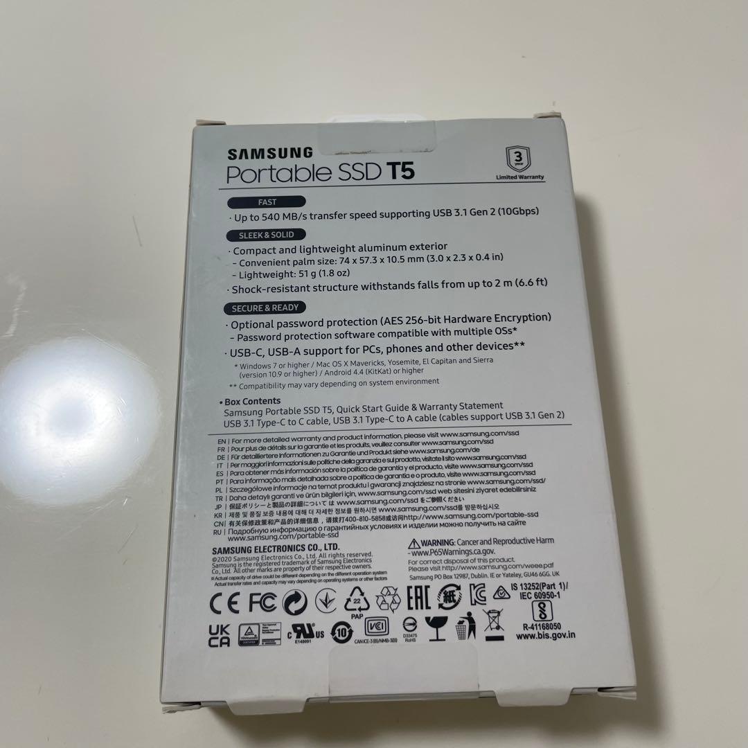 Samsung 外付けSSD T5 500GB MU-PA500B/IT