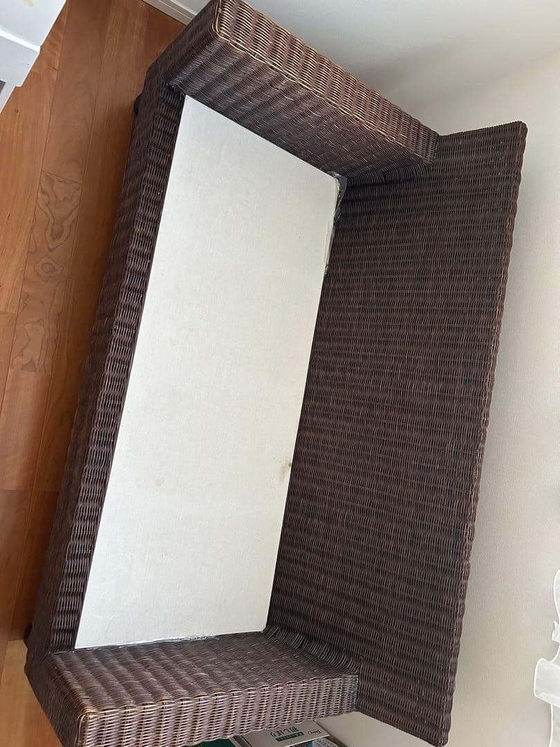 ラタン籐2人掛けソファ ベージュ