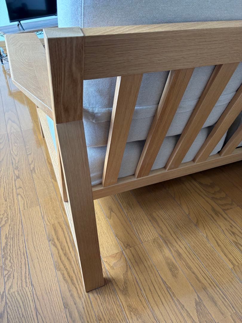 無印良品　木のぬくもりが感じられる木製フレームのソファ　 ベージュ　2シーター