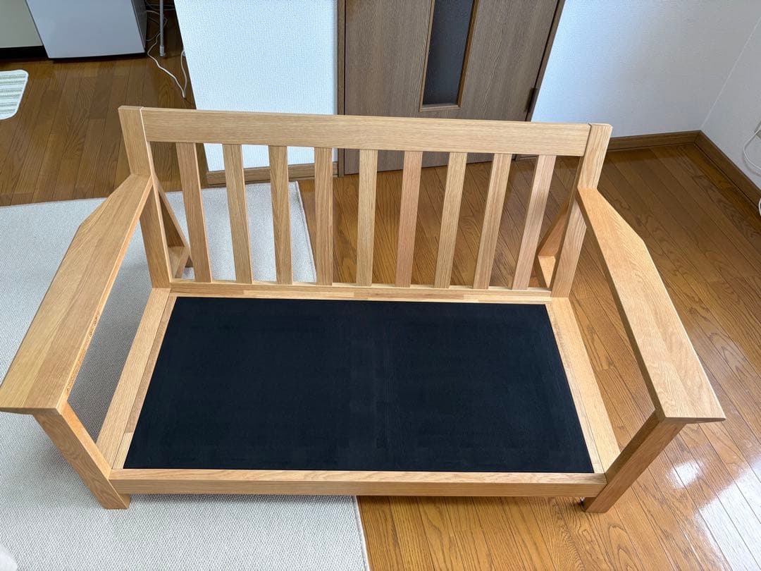 無印良品　木のぬくもりが感じられる木製フレームのソファ　 ベージュ　2シーター