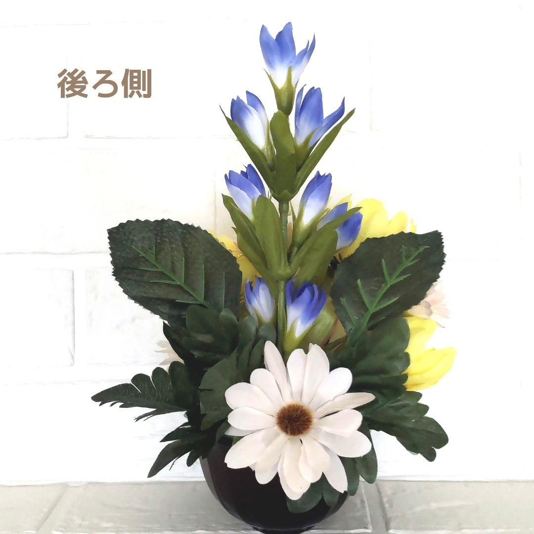 ♕* 大きな蓮の 大きめ仏花 ♤* ペットお供えにも♪ 造花   花器付き ♧*