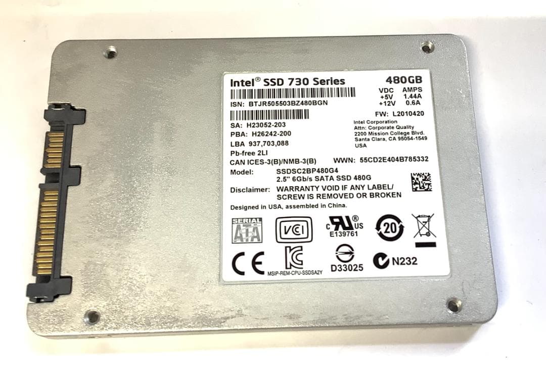 ③-WA529-Intel SATA 480GB SSD 2.5 1点