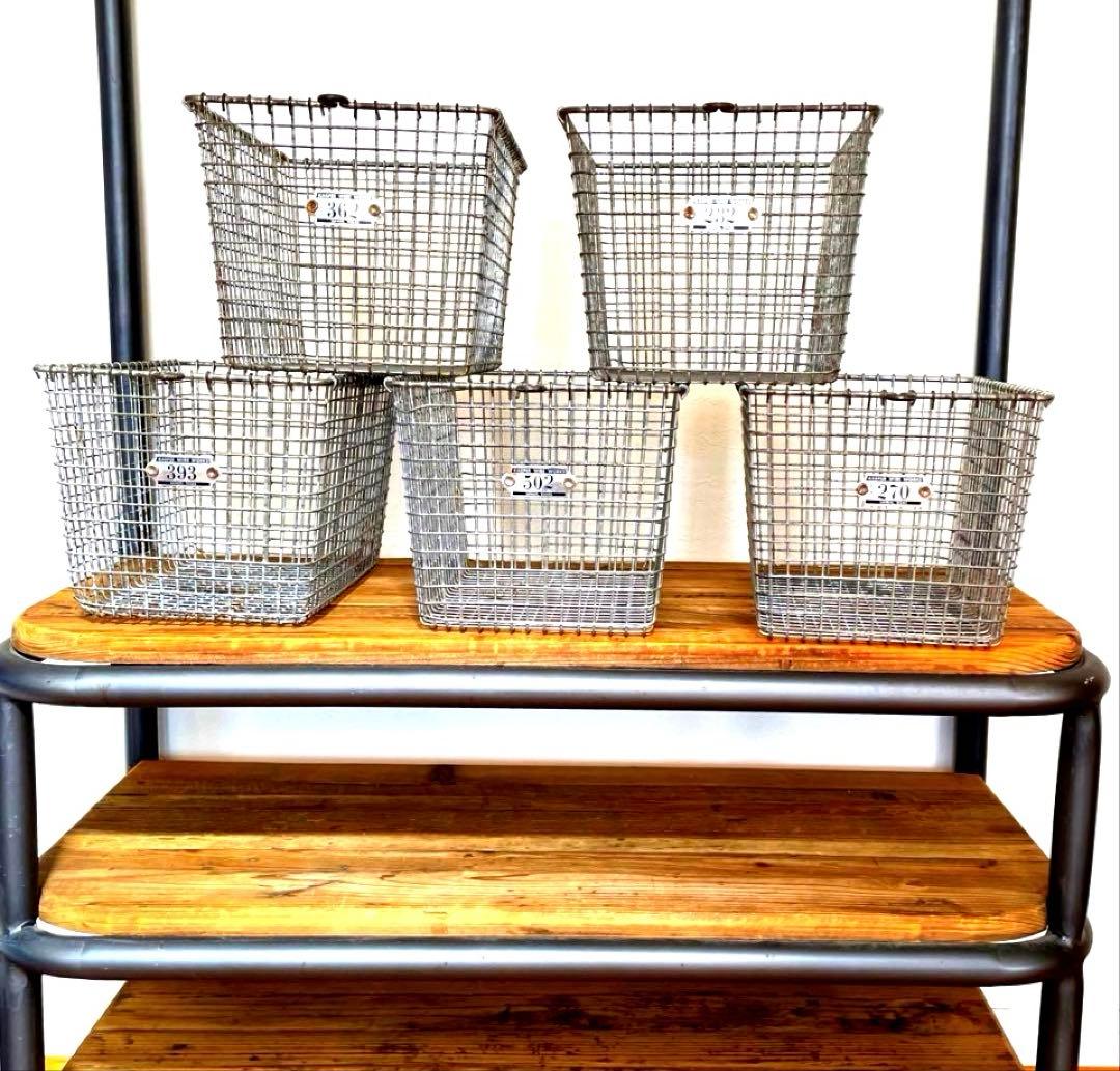 ヴィンテージ　ワイヤーカゴ　収納　ケース　ボックス