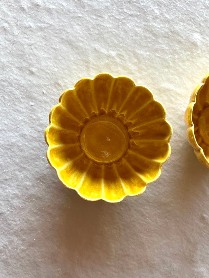 黄交趾菊形豆鉢・伏原博之《小付・5.7cm》2客セット