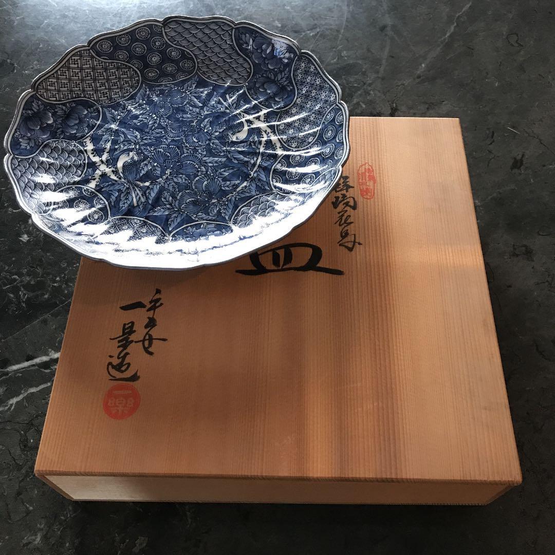 清水焼平安壱楽 祥瑞花鳥大皿