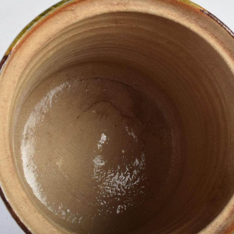 茶道具　織部焼　青織部　水指　陶印あり　時代箱　C　9077