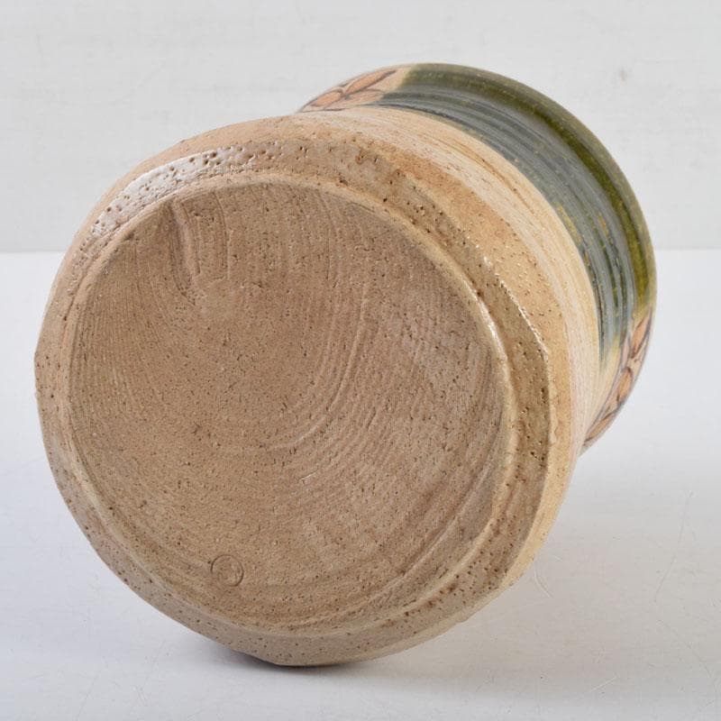 茶道具　織部焼　青織部　水指　陶印あり　時代箱　C　9077