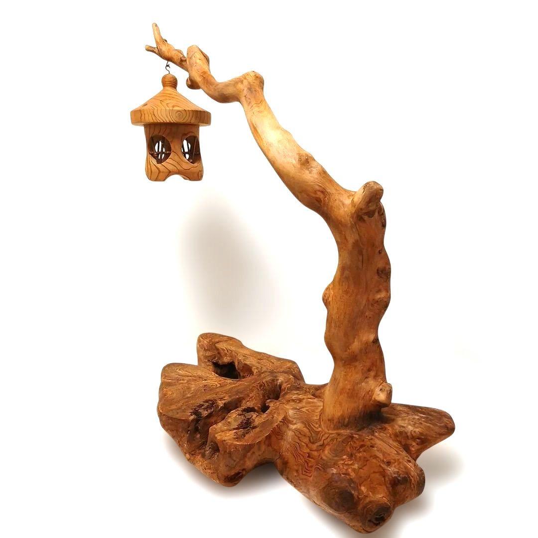 天然木 花台 飾り台 盆栽台 灯籠 置物 バードアスレチック インテリア 工芸品