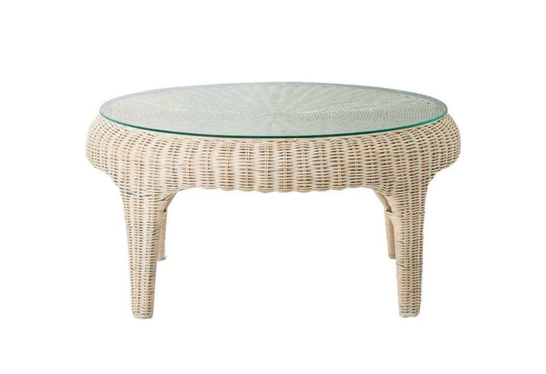 【引き取り埼玉南東部】円形ガラステーブルとラタン椅子セットチェリー ３点セット