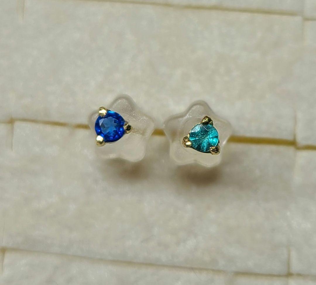 美しいネオン達!!★アウイナイト&バターリャパライバトルマリン18Kピアス★