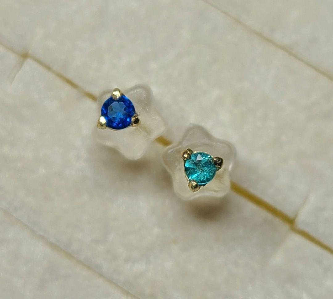 美しいネオン達!!★アウイナイト&バターリャパライバトルマリン18Kピアス★