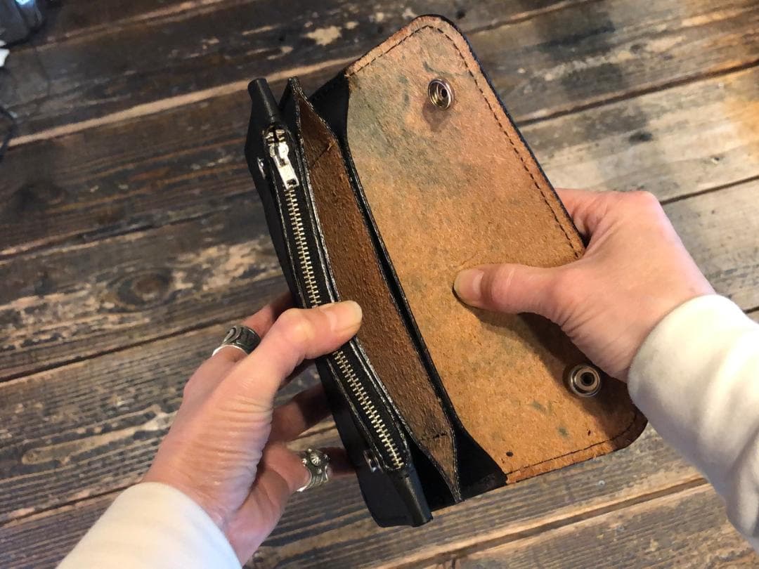 H-3.本革トラッカーウォレット｜大容量 長財布｜アメリカンヴィンテージ｜一点物