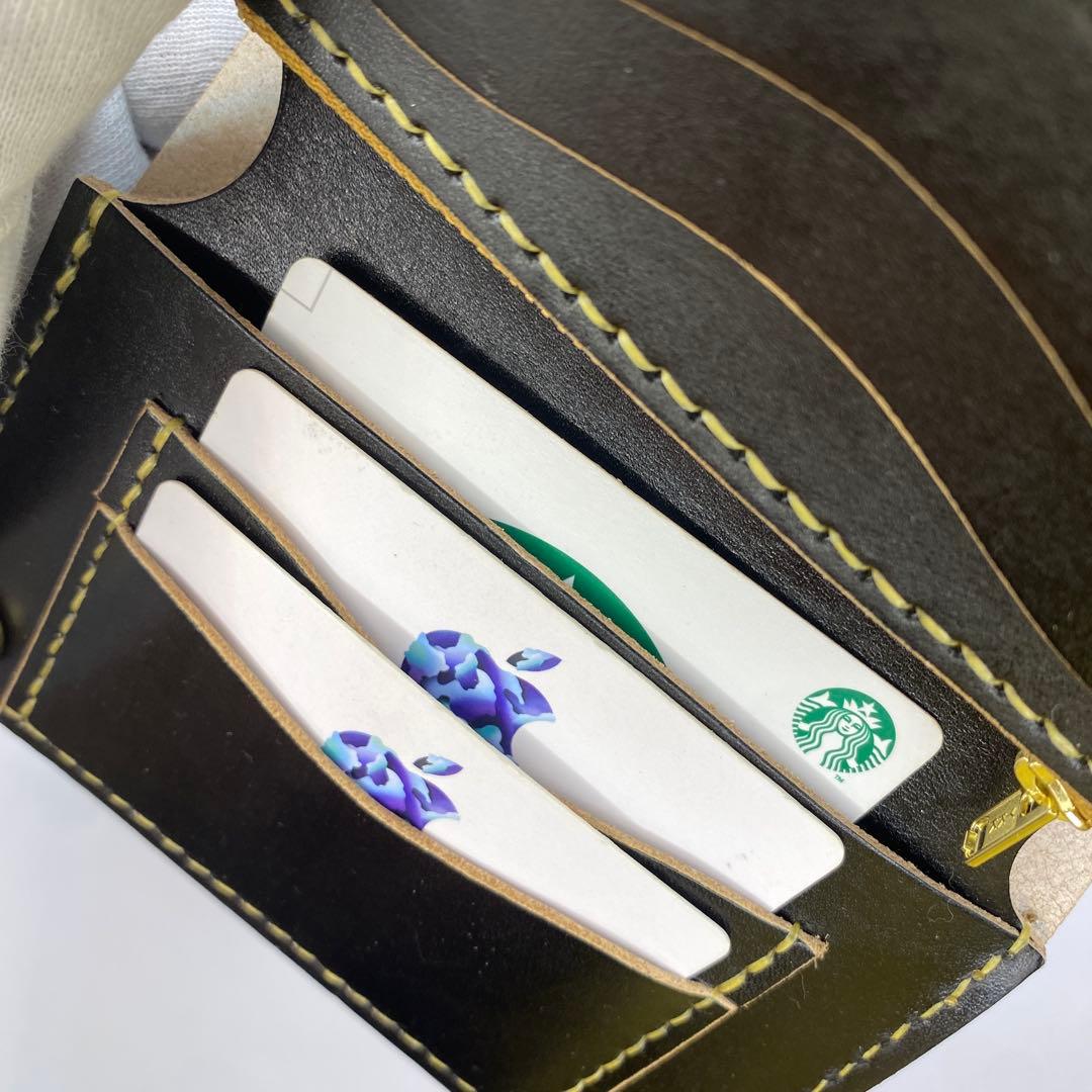 お札折らずに収納できる無骨な手染めミドルトラッカーウォレット BTW