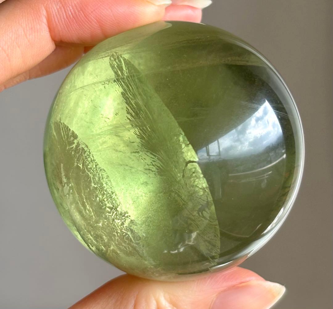 レア　高品質　グリーンアップルフローライト　青リンゴ　スフィア