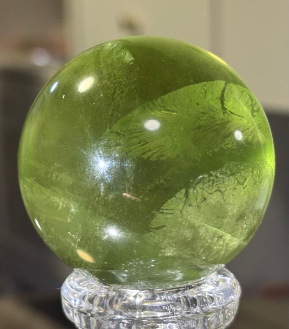 レア　高品質　グリーンアップルフローライト　青リンゴ　スフィア