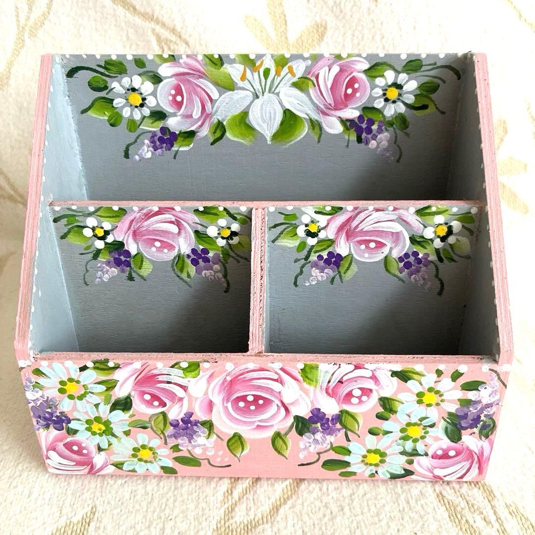 トールペイント デスクラック、収納ボックス、コーヒーフィルターケース