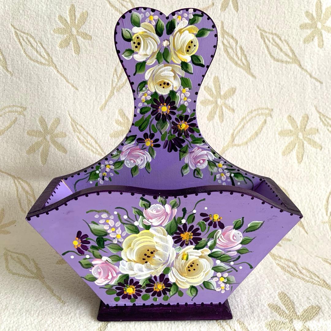 トールペイント デスクラック、収納ボックス、コーヒーフィルターケース